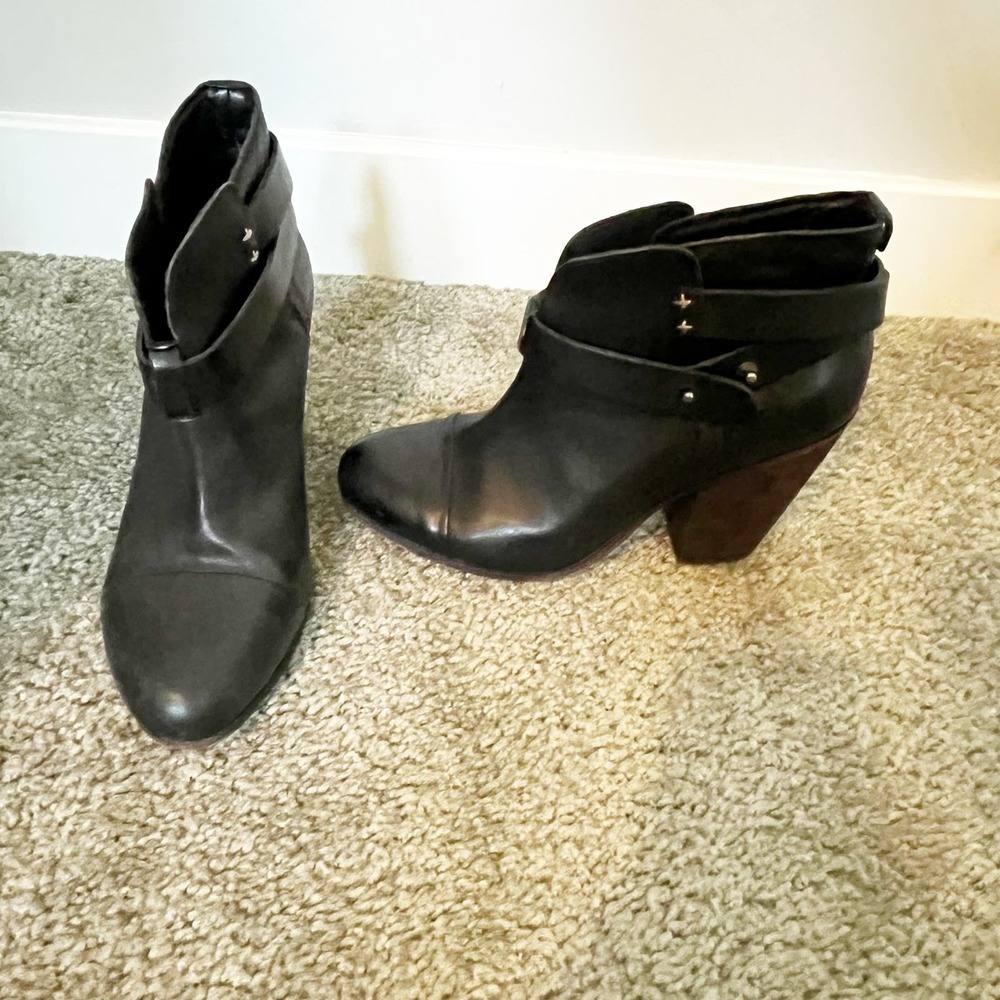 Rag & Bone‎ harrow ankle bootie boots black leather size 38/8